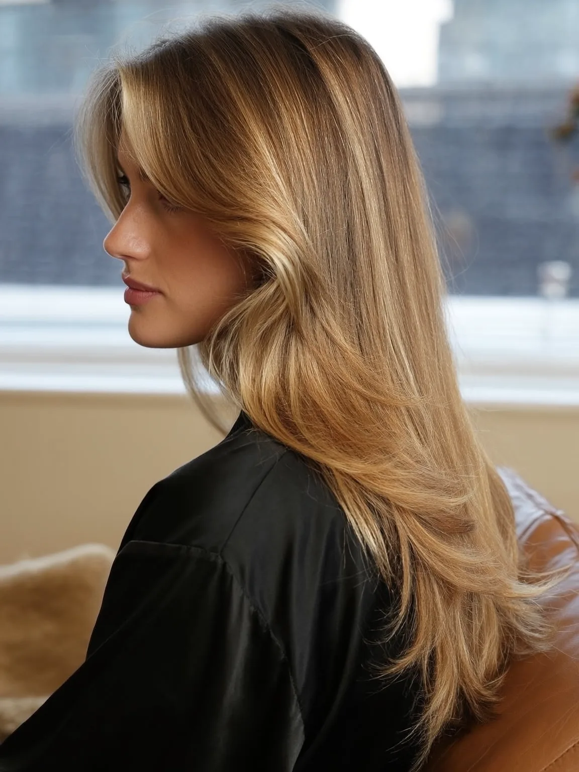 honey blonde balayage long layers